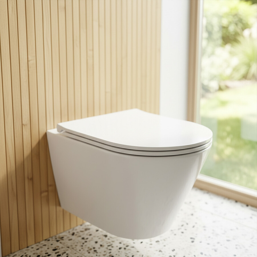 Унитаз подвесной Azario Bliss360х485х365 безободковый, система смыва "Скрытое Торнадо", с быстросъемным сиденьем "Микролифт" AZ-5179T-WHT