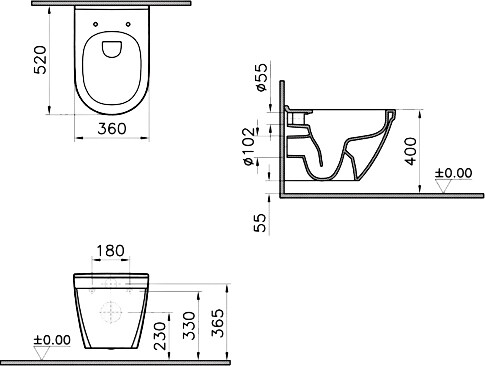 VitrA S50 9003B003-7201 унитаз подвесной + инсталляция