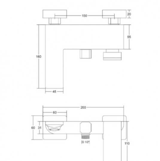 Смеситель для ванны без аксессуаров Comforty FE045H1-CMT Черный матовый