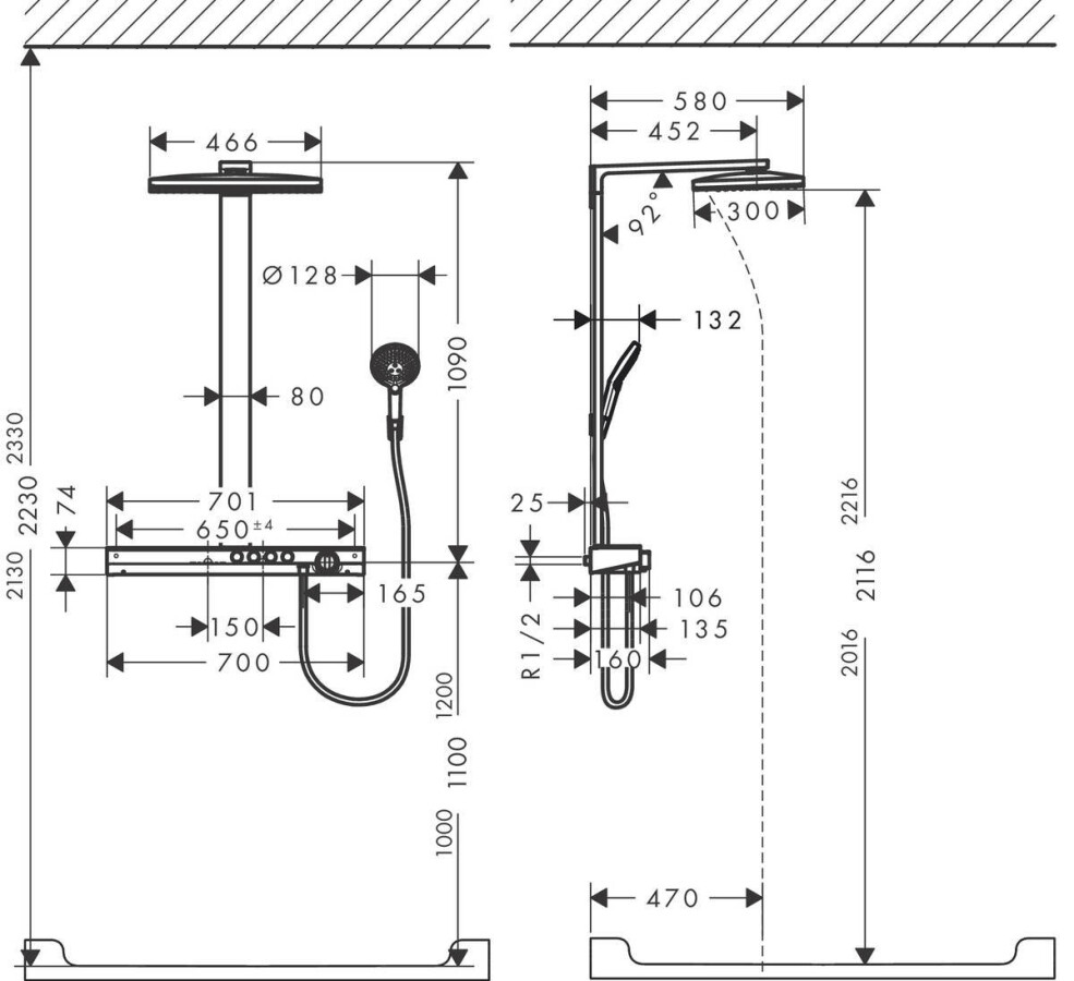 Hansgrohe Rainmaker Select 460 Showerpipe Душевая система хром 27109400