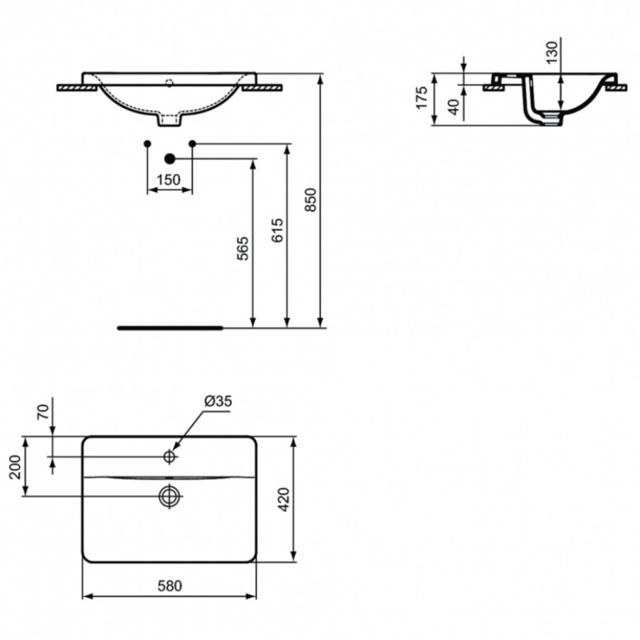 Ideal Standard Connect раковина 58х42 см E504401