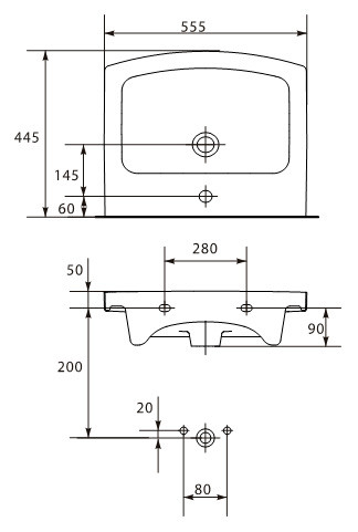 Умывальник Cersanit Easy 55 см с переливом и отверстием 2025 2025