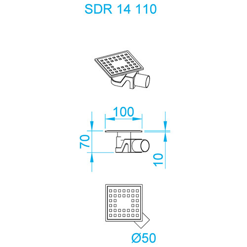 RGW SDR-14В душевой трап 11х11 хром 47211411-04