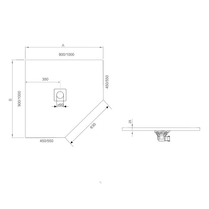 RGW ST/T-W 16155099-01 90*90*2,5/3 душевой поддон из искусственного камня