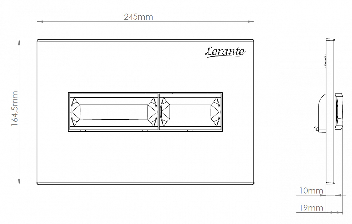 Loranto инсталляция с кнопкой Line и подвесным унитазом Canto 4501+7323+CS-203HM-MB