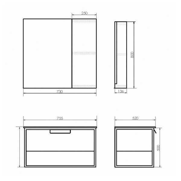 Полуколонна подвесная Comforty Бонн-35 графит/дуб дымчатый 00-00008476CF