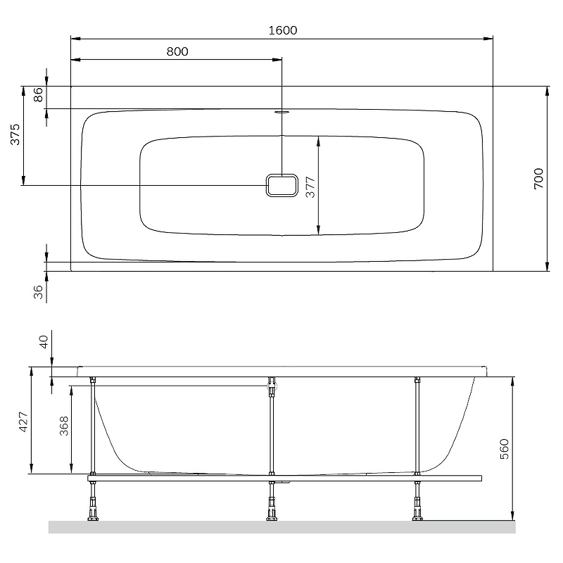 Am.Pm Func ванна акриловая 160х70 см W84A-160-070W-A