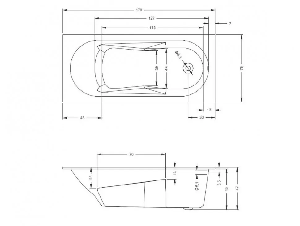 Riho Lazy ванна акриловая прямоугольная 170х75 BC3800500000000