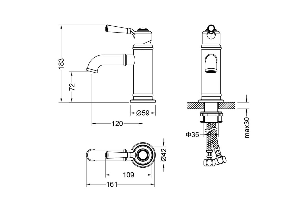 Aquatek Классик 72 смеситель для раковины без донного клапана AQ1510PG