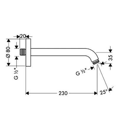 Hansgrohe держатель душа 230 мм хром 27412000