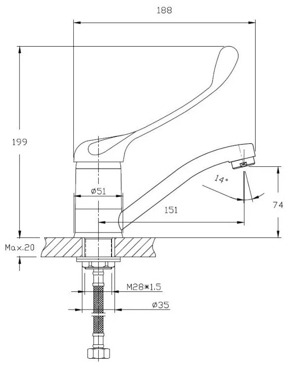 Haiba смеситель для раковины хирургический HB4554-2