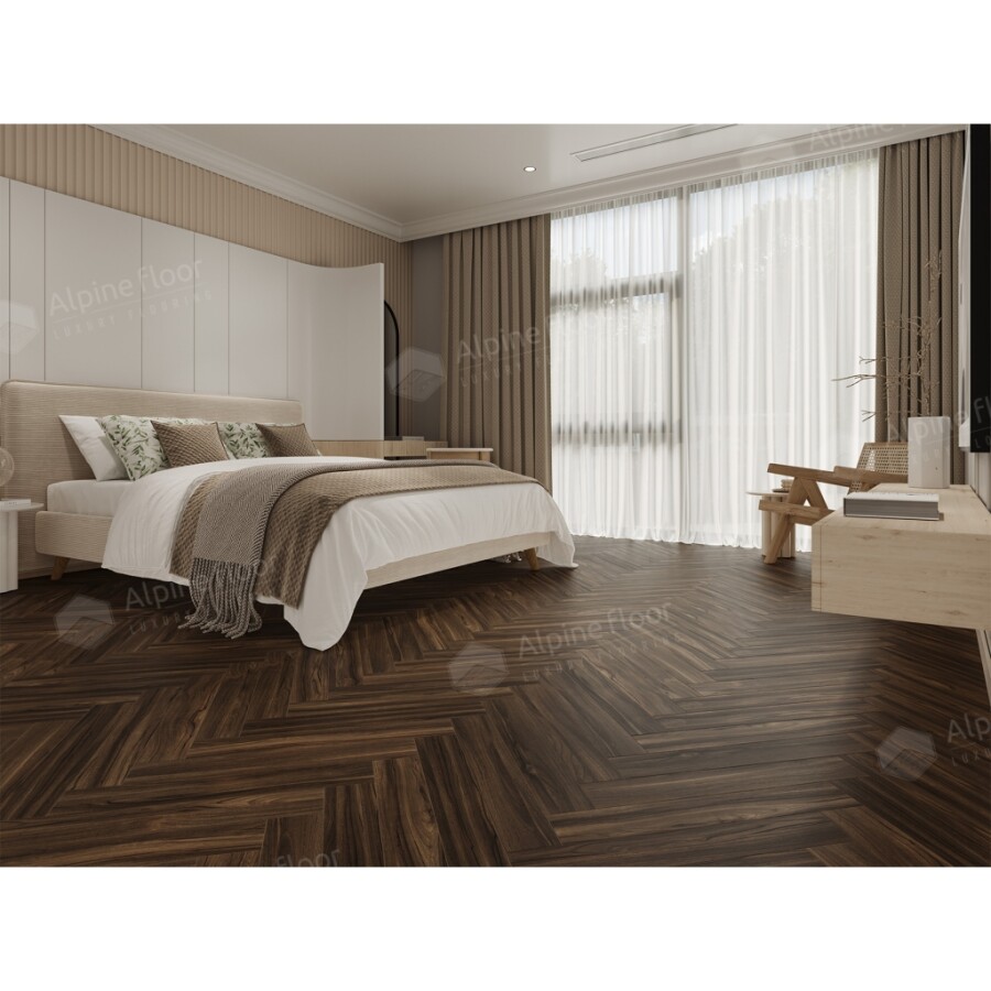 Ламинат Alpine Floor Herringbone 12, LF105-13A Орех Сицилия 600 х 100 х 12 mm
