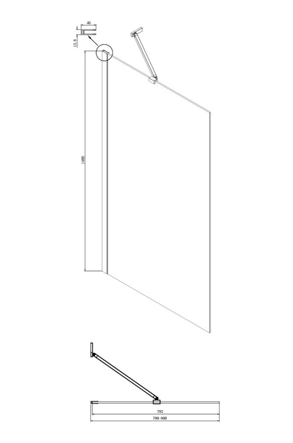 Шторка для ванны Ambassador Bath Screens 16041207 (80х140) черный,стекло прозрачное,неподвижное,1 место
