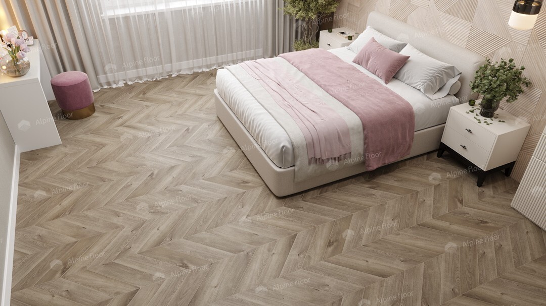 Alpine Floor Chevron LVT Кварцвиниловая плитка Дуб Натуральный Отбеленный ECO 20-3AB 555х127х2.5 mm