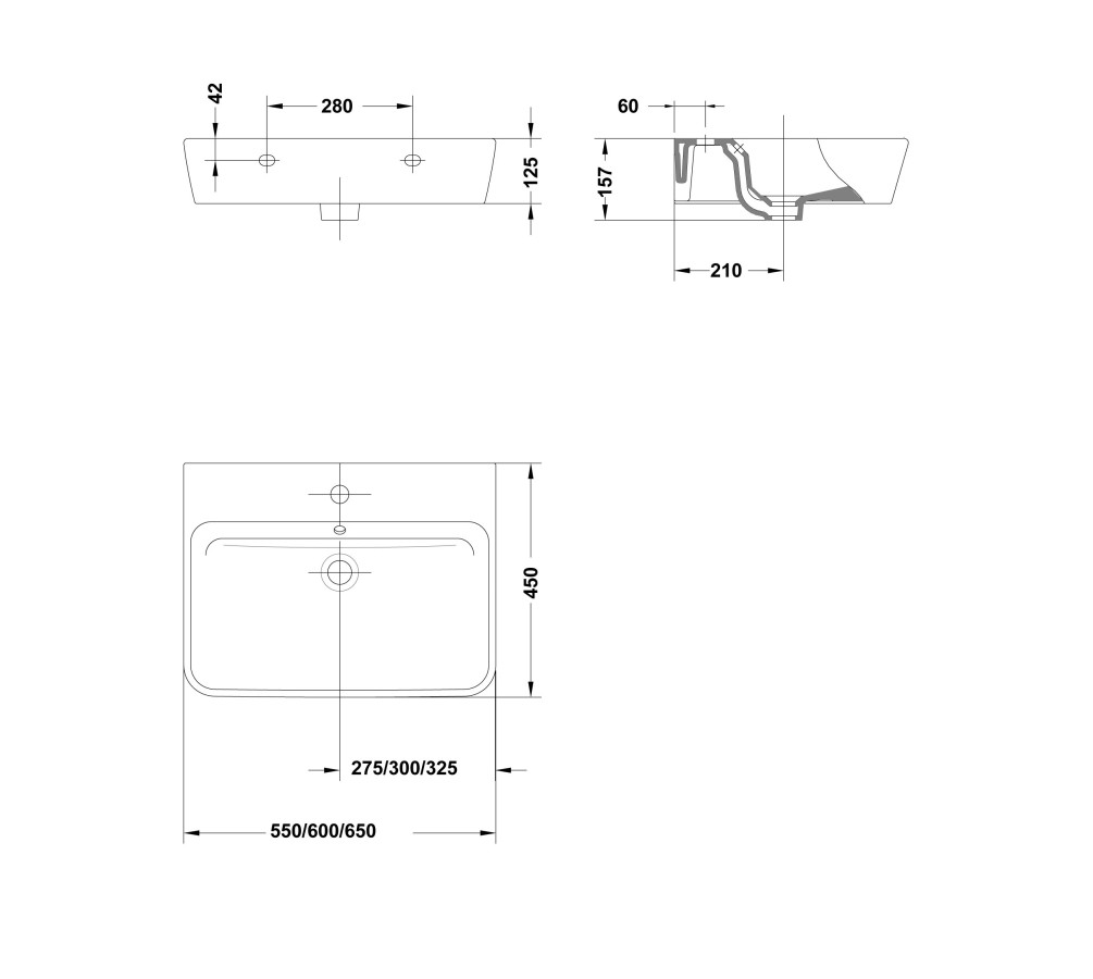 Gala Emma Square 27010 раковина подвесная 60x45 см