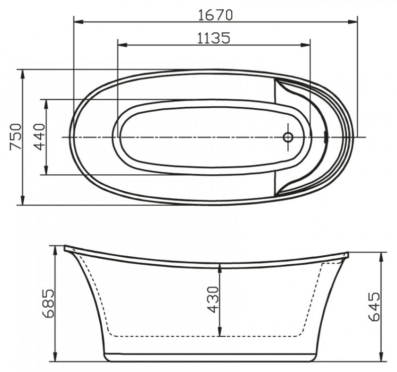 BelBagno ванна отдельностоящая овальная 167х75 BB302