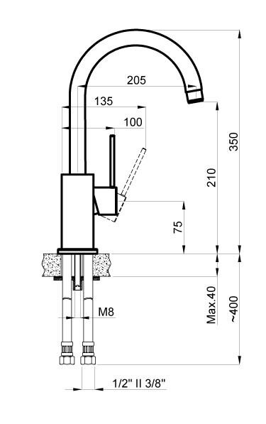 Azario Tasco смеситель для кухни серый AZ-151644307