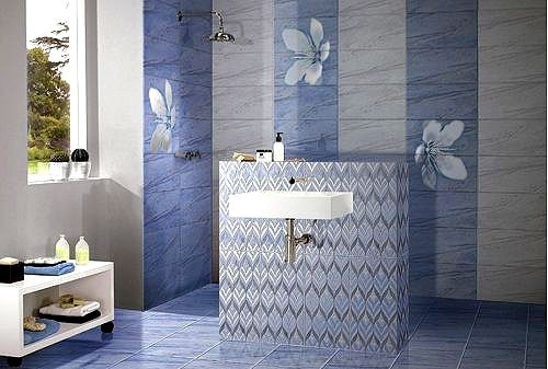 Нефрит Реноме 25х50см декор настенный цветок голубой 1часть