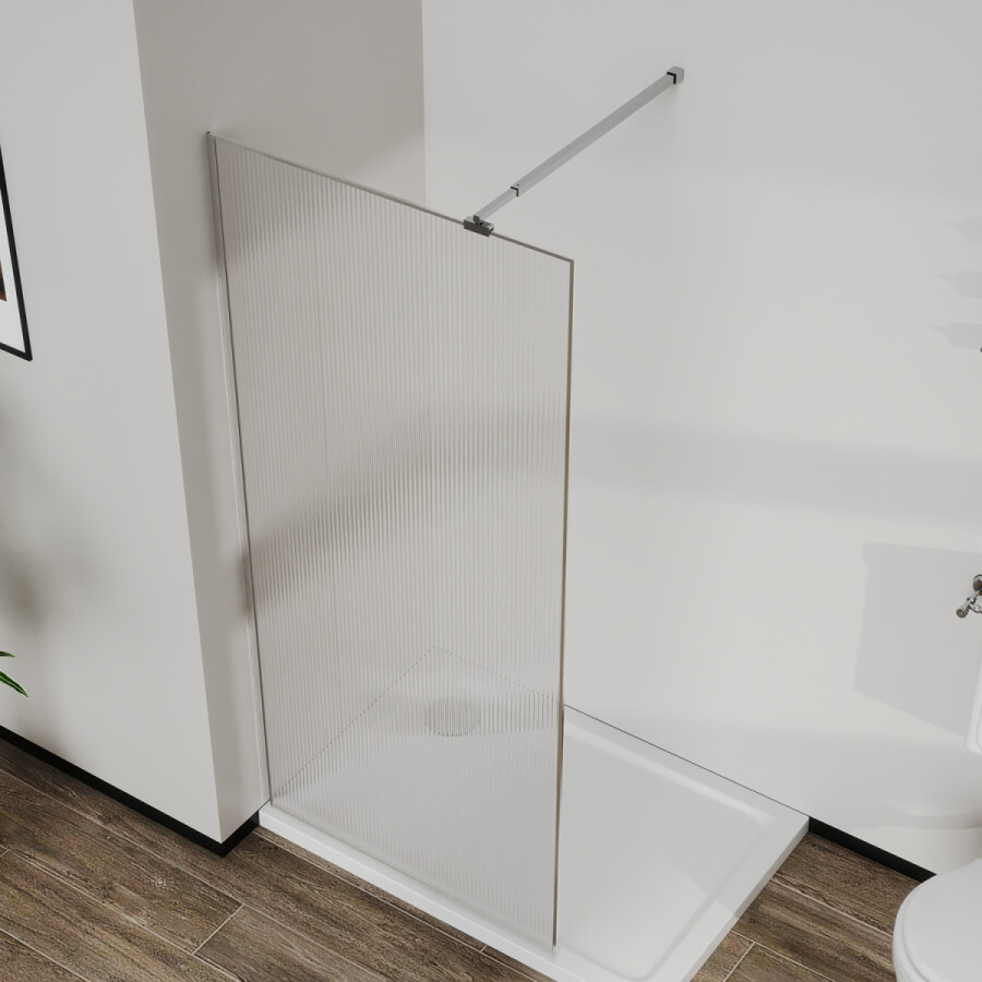 Душевая перегородка Azario Walk-in 1200x1950 в рамке, рифленое стекло, толщина стекла 8 мм, профиль брашированное золото AZ-271-120-BGL-CRF