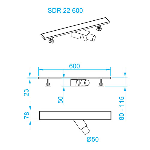 RGW SDR-22В душевой трап 60 см под плитку/черный 47212260-04