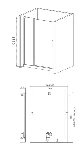 BAS Пандора WTW-140-C-CH Душевые двери 140*185 ПД00074