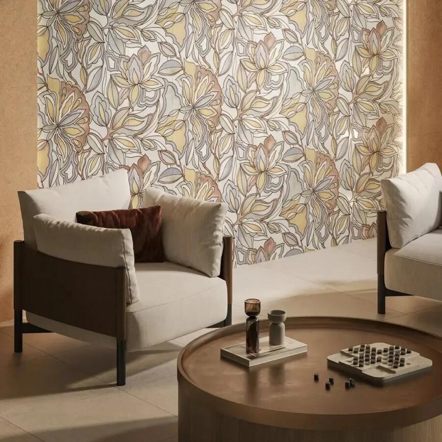 Керамическая плитка Панно Kerama Marazzi Прованс Ботаника матовый обрезной (из 3-х частей 30x60x0,9) 90x60x0,9 KMP2STA005BR3X