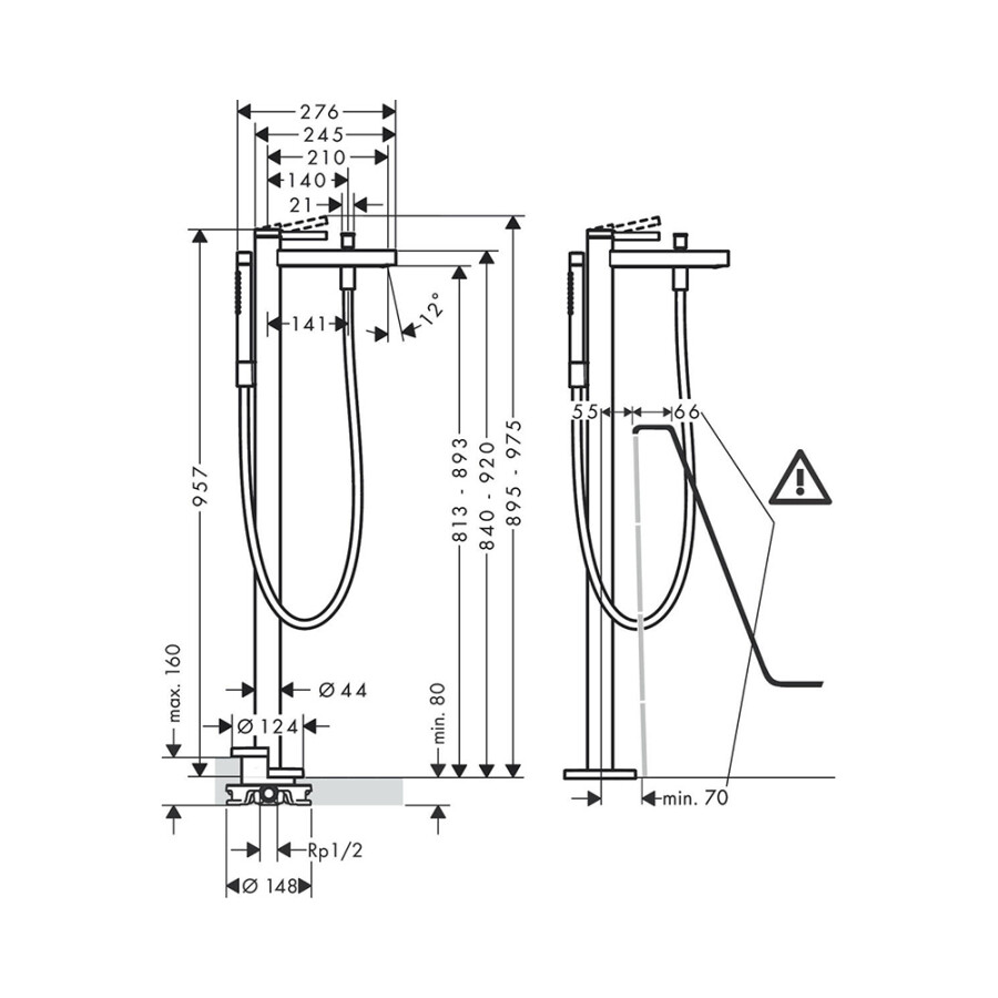 Hansgrohe Finoris Смеситель для ванны напольный белый матовый 76445700