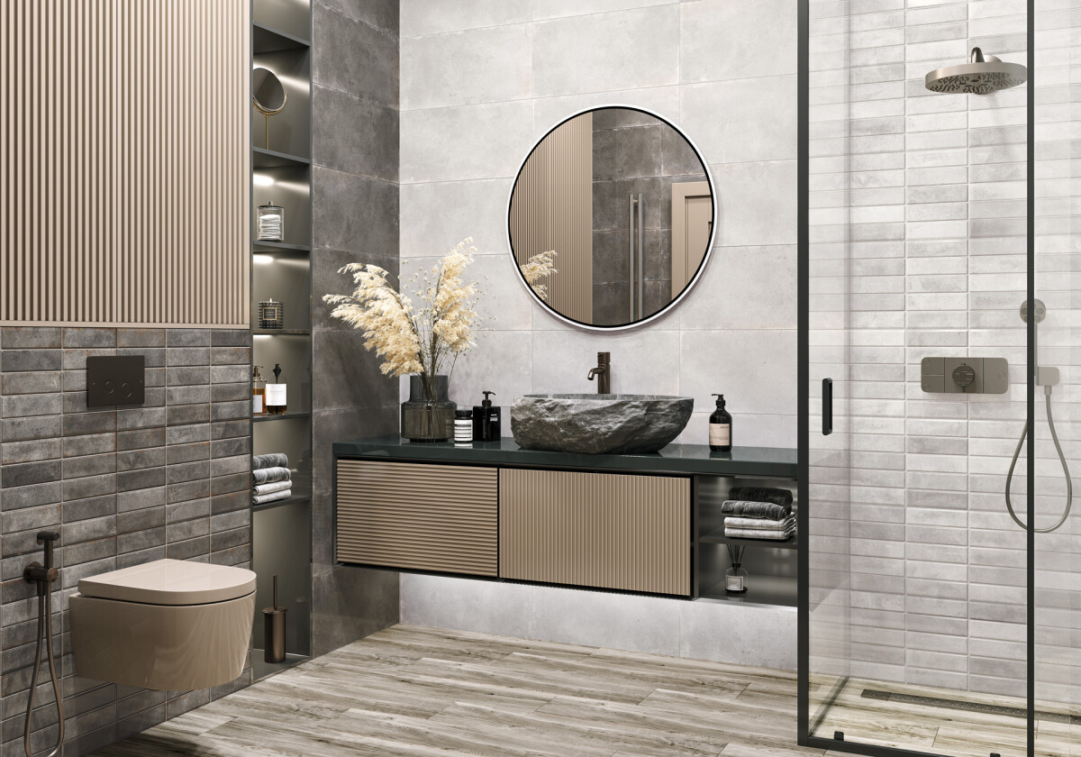 New Trend Эльбрус серый / Elbrus Gray Керамическая плитка настенная 300 x 600 x 9 WT36ELR15