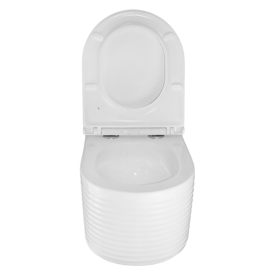 Унитаз подвесной Azario LUZIO 365х495х360 безободковый, рельефный, слив "Скрытое Торнадо", с быстросъемным сиденьем "Микролифт" AZ-098-UQ