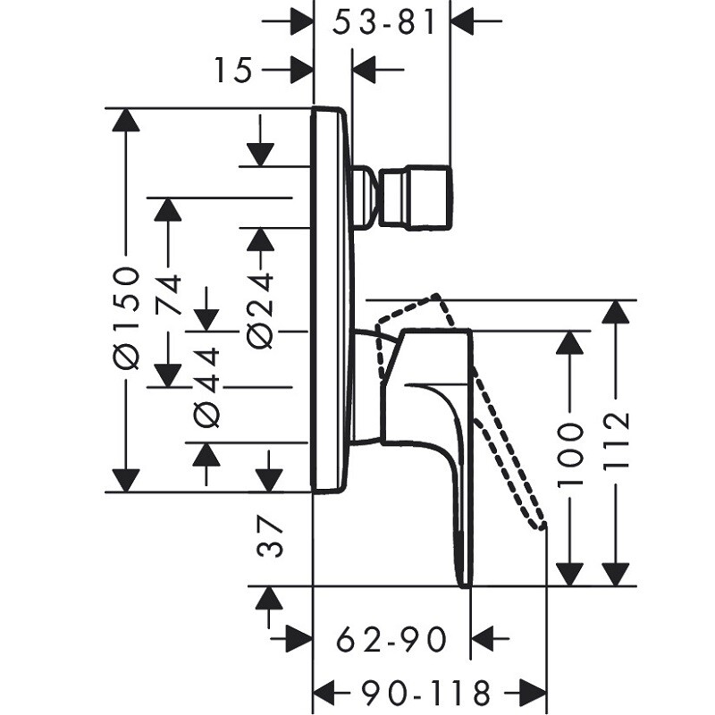 Hansgrohe 72468000S Set HG Rebris E смеситель для ванны (72468000+01800180) Хром