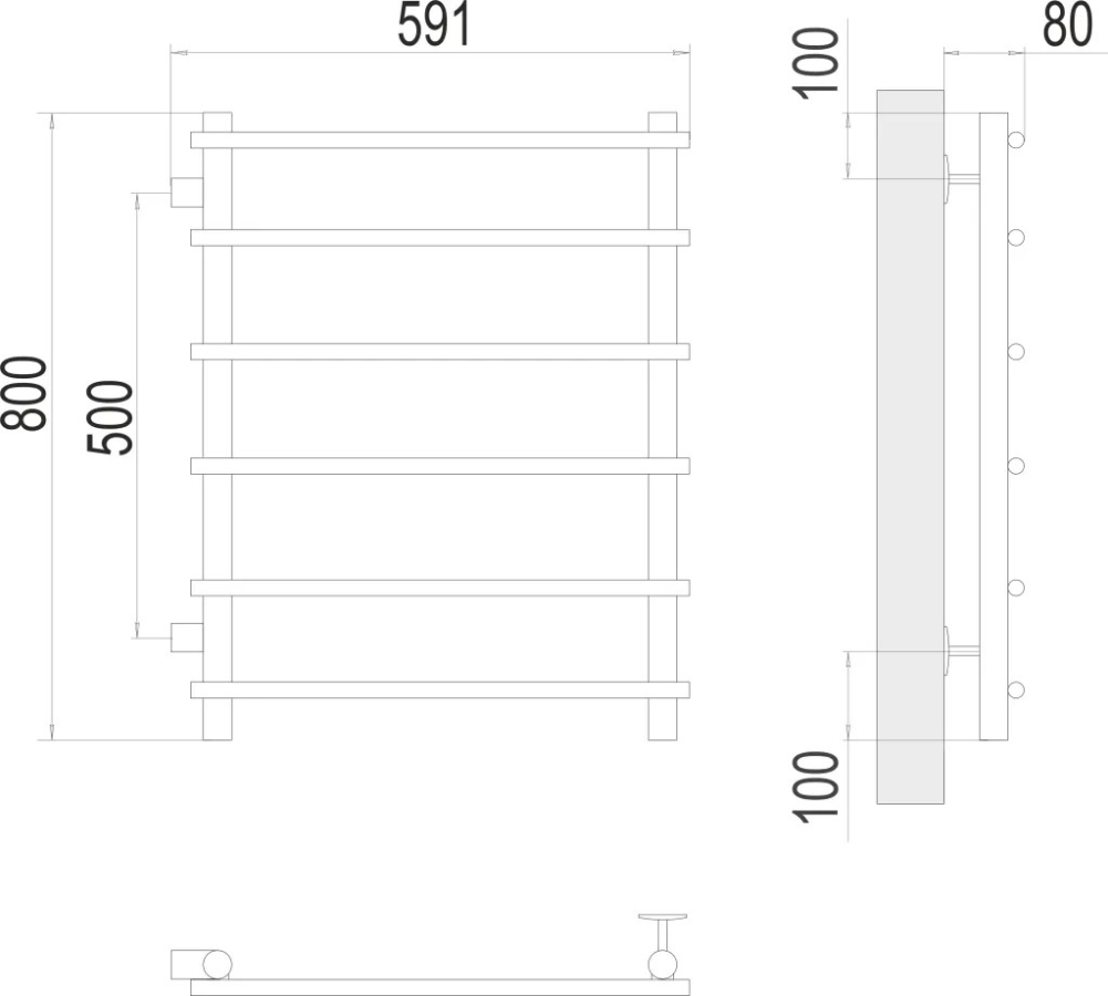 Водяной полотенцесушитель Terminus Квинта П6 591/800/500 Боковое подключение 4670078530172