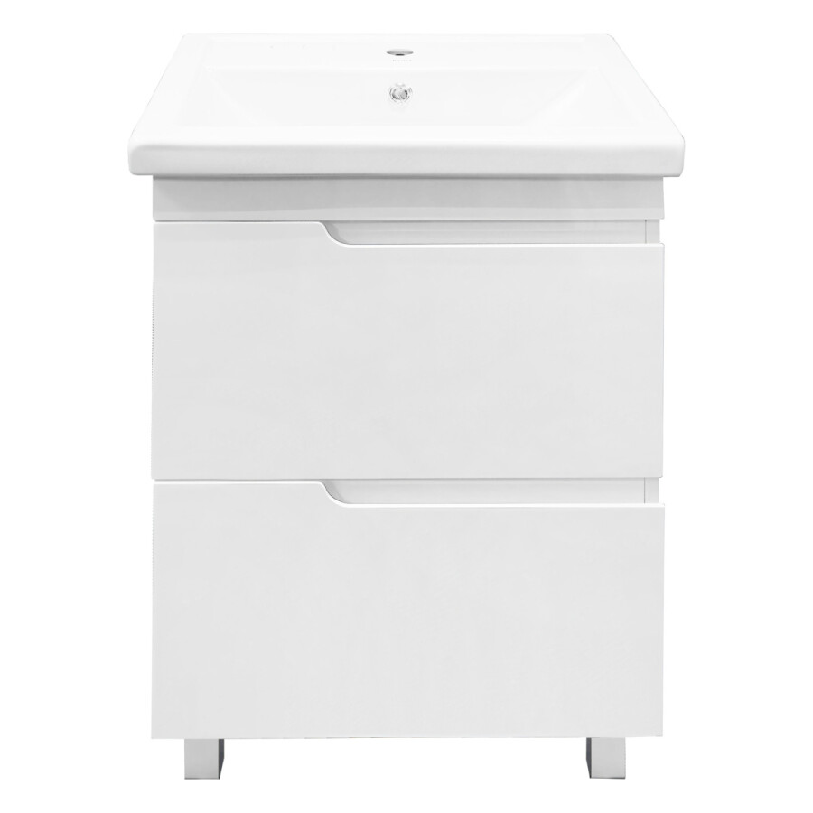 Комплект Тумба Azario KANTRI 60/2Н 605х405х870 напольная, с раковиной Фостер 60, белый глянец CS00097250