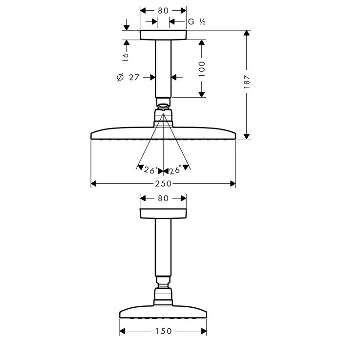 Hansgrohe Raindance E 240 Air 27370000 верхний душ настенный 240 мм