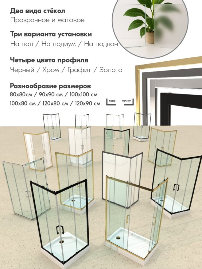 Triton pro Душевое Ограждение Фикс-Блэк 90х90 Щ0000077398