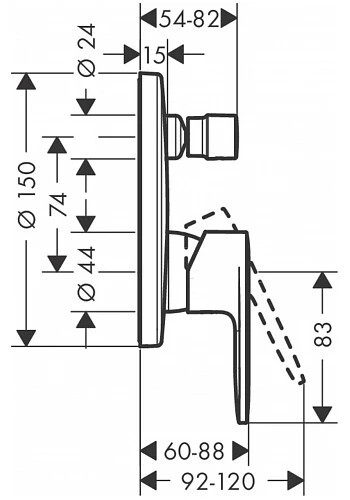 Hansgrohe 71466000S Set HG Vernis Blend смеситель для ванны скрытый монтаж (71466000+01800180) Хром