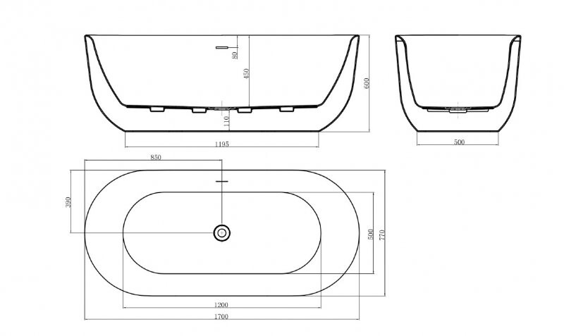 BelBagno BB706-1700-770 Акриловая ванна отдельностоящая овальная