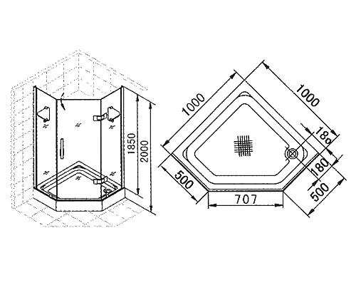 Appollo TS-025 душевое ограждение 100*100*200