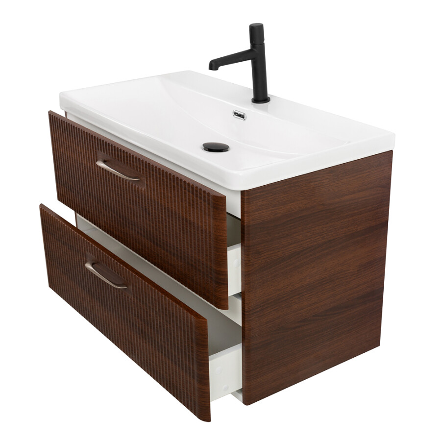 Подвесная тумба с раковиной Belbagno DUE 80 см Noce DUE-800-2C-SO-NOCE-P BB-8076-3-80