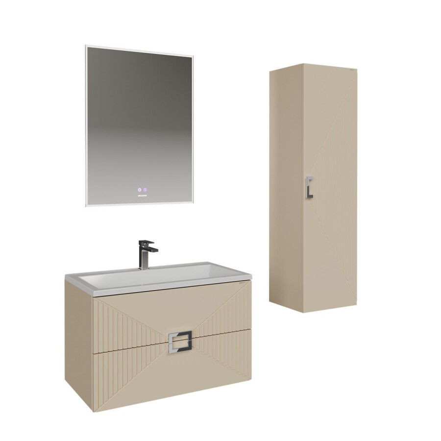 Тумба подвесная Grossman "ЛУКСОР-80 см" с 2-я ящ. бежевая матовая 108052