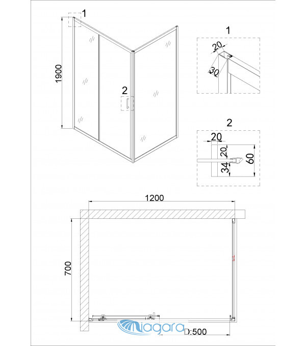 Душевой уголок 120x70 Niagara NG-62-12A-A70