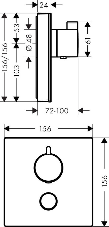 Hansgrohe ShowerSelect HighFlow Термостат с отдельным выводом для ручного душа стеклянный СМ хром-белый матовый 15735400
