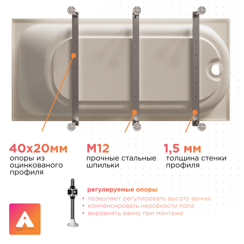 Акриловая ванна Radomir Прованс Ангосто 170х80х64 1-01-0-0-8-192