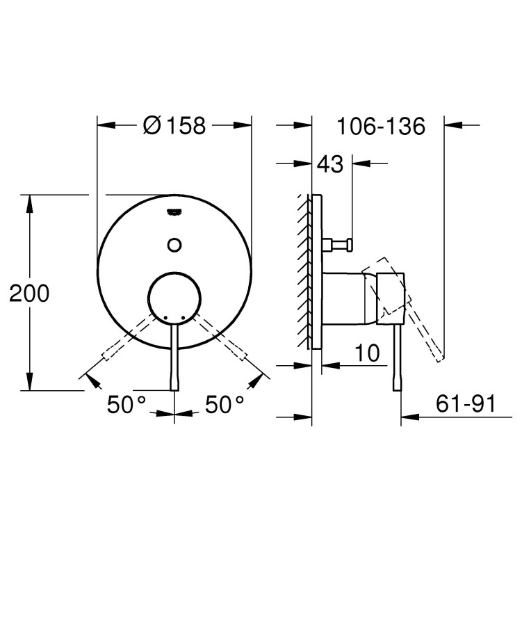 Grohe Essence 24058GN1 смеситель скрытого монтажа холодный рассвет