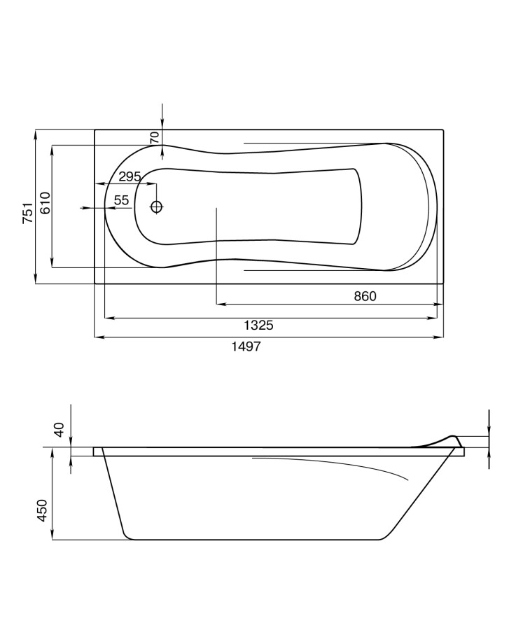 Santek Каледония 150*75 ванна акриловая прямоугольная 1.WH30.2.383