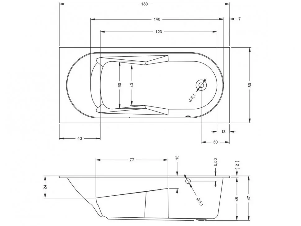 Riho Lazy ванна акриловая прямоугольная 180х80 BC4100500000000