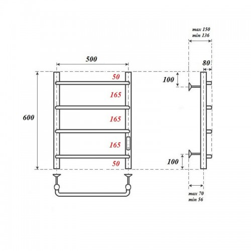 Point Ника полотенцесушитель электрический 50х60 PN08856