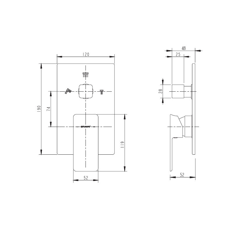 Bravat Phillis P69195C-ENG смеситель скрытого монтажа хром