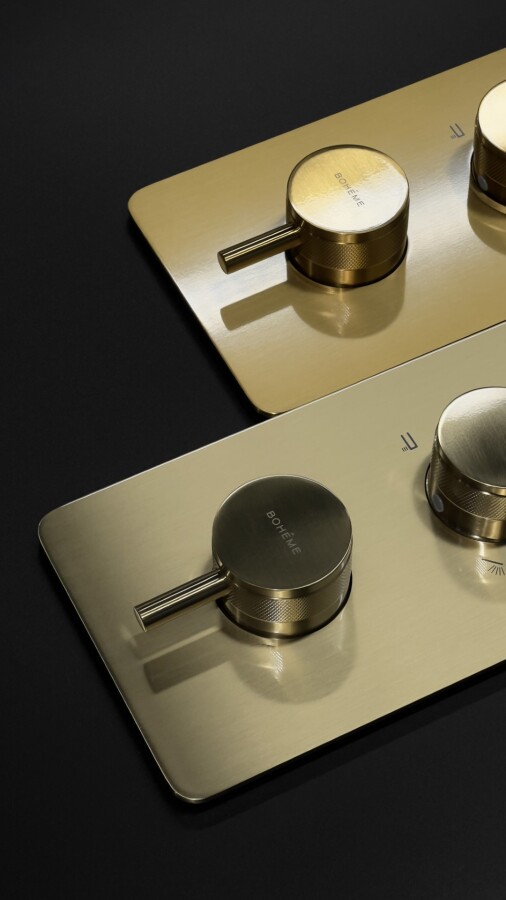 Смеситель встраиваемый с термостатом 2-х проходной Boheme Cell Thermo Matt Gold 134-2-MG