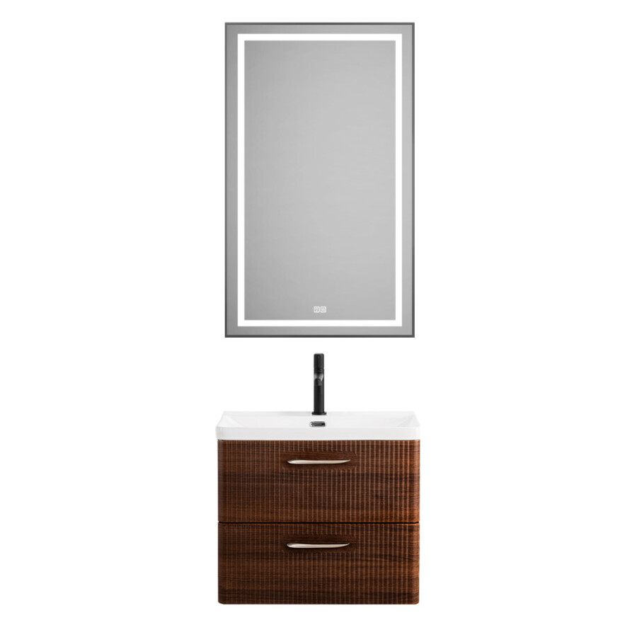 Подвесная тумба с раковиной Belbagno DUE 60 см Noce DUE-600-2C-SO-NOCE-P BB-8076-3-60