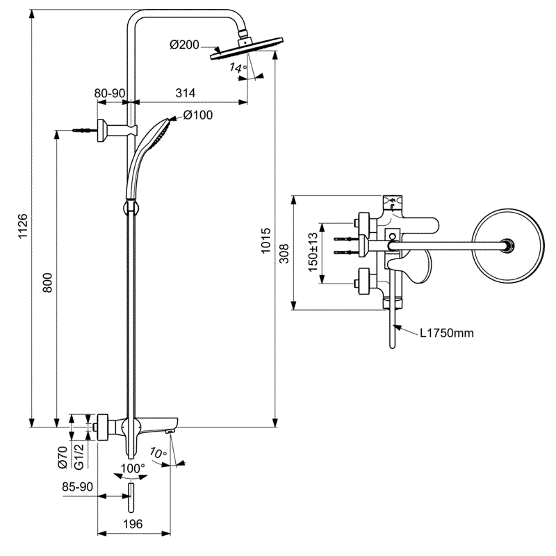 Ideal Standard IdealRain Eco душевая система BC525AA